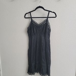Ruffled Vintage Black Sears Nylon Slip